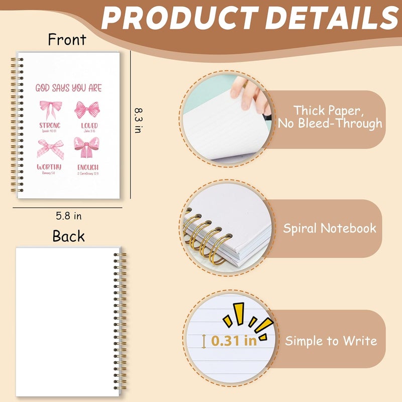 KIDEAR Christian Journal for Women, Prayer Notebook for Bible Study Notes,Cute Pink Bow Faith Journal,Coquette Preppy Christian Gifts for Teen Girls,Church Note Bible Study Supplies - A05 - Image 2